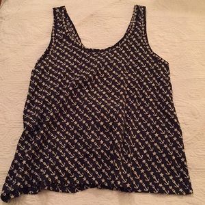 Modcloth silky anchor and star tank with ribbons S